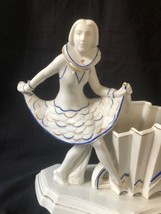 Antique porcelain art deco flowerpot with pierette - £132.35 GBP