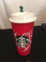 Starbucks 2021 Christmas Holiday Reusable Coffee Cup Red Tumbler with White Lid - £9.81 GBP