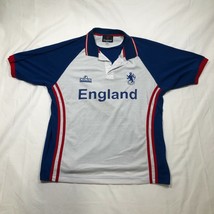 England Home Cricket Polo Shirt Mens XL Red White Blue Striped Logo Embr... - £22.15 GBP