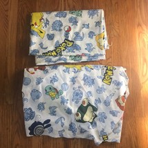 VTG Vintage 1998 1990s Pokemon Twin Fitted Sheet and Twin Flat Sheet Set - £78.44 GBP