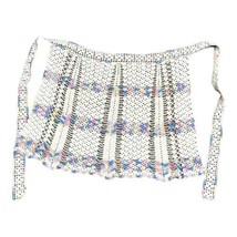 Vintage Cottagecore Handmade  1950s-60s Crochet Half Apron White Pink Blue - £19.16 GBP