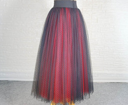 Black Navy A-line Midi Tulle Skirt Outfit Women Plus Size Fluffy Tulle Skirt image 9