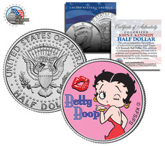 Betty Boop &quot;Kiss&quot; JFK  Kennedy Half Dollar US Coin *Officially Licensed* - £6.70 GBP