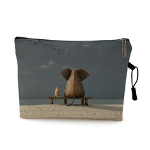 Heart Cloud Elephant on The Beach Makeup Bag Travel Cosmetic Bag Toiletries Stor - £11.90 GBP