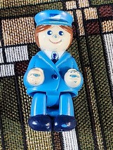 Vintage Train Conductor Engineer Plastic Figure Toy Man - £3.98 GBP