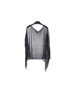 Black Silver Metallic Poncho With Fringes Sparkling Over Shoulder Cape T... - $19.62 CAD