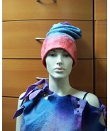 FELTED WOOL HAT ARTSY HANDMADE IN EUROPE WINTER HAT UNIQUE GIFT FOR WOMEN - £85.96 GBP