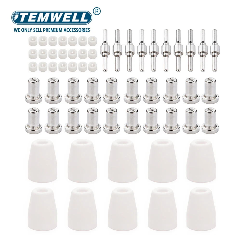 60Pcs PT31 LG40 Plasma Cutter Electrode Tips Cup Nozzle Nickel Plated Consumable - $64.53