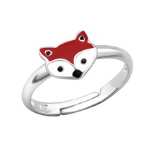 Dark Red Fox Ring for Kids 925 Sterling Silver Ring - £12.73 GBP