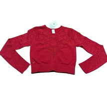 Fabletics Womens Red Long Sleeve Seamless Laser Cut Lace Crop Top Size L... - $35.64