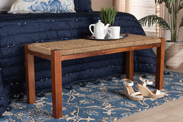Calvetti Natural Seagrass and Mahogany Wood Bench - $2,872.41 MXN