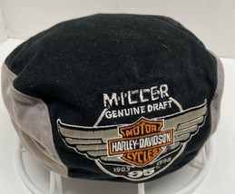 Harley Davidson Newsboy Hat Cap Mens 7 5/8 Miller High Life Black - £25.36 GBP