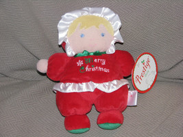 Prestige Merry Xmas Holiday Baby Girl Doll Rattle Stuffed Plush Cloth Toy Nwt - £21.67 GBP