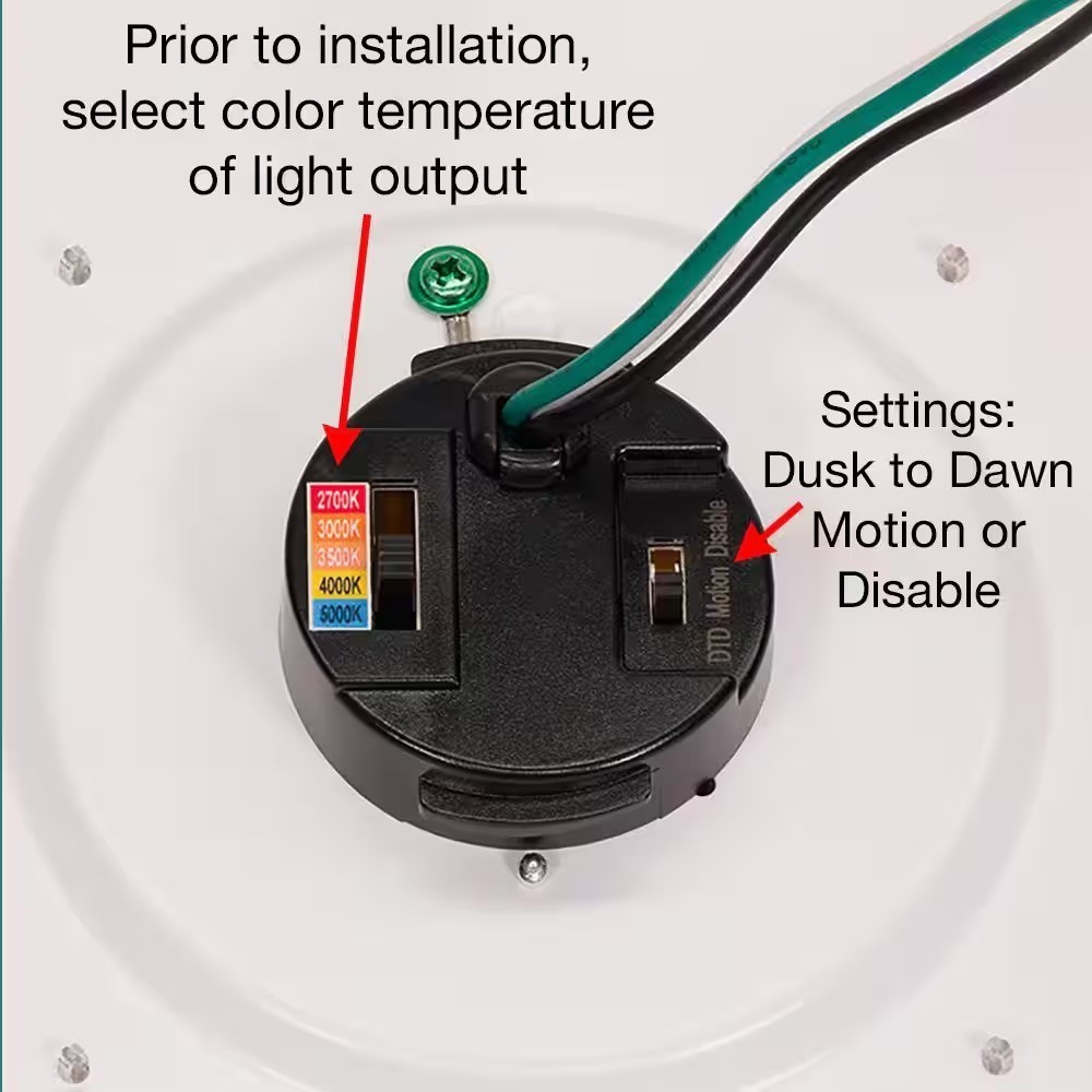Hampton Bay Greenhaven 11 in. Black Outdoor Motion Sensing LED Ceiling Light Item image 7