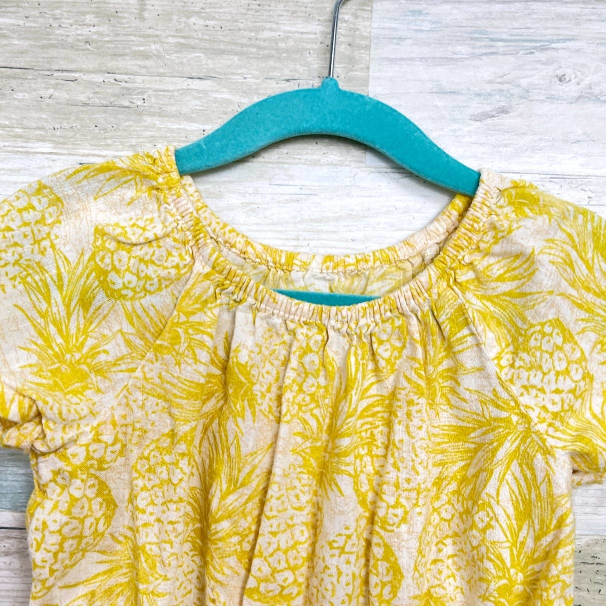 Primary image for Old Navy Short Tie Sleeve Floral Romper Yellow Cotton Casual Toddler Girl 2T