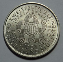 EAST GERMANY DDR 10 MARKS COIN 1973 WELTFESTSPIELE aUNC RARE - $16.66