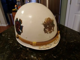 Vintage American Legion Helmet White With Liner Emblems &amp; Badge - £65.52 GBP
