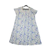 Aria Womens XL Nightgown Blue Floral Sleeveless Cotton Lace Granny Cotta... - £10.90 GBP