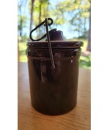 Vintage Brown Ceramic Canister with Lid with Metal closure - $40.53 CAD