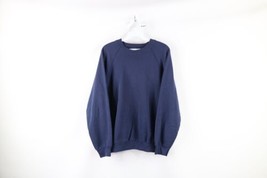 Vtg 80s Streetwear Womens Large Distressed Blank Crewneck Sweatshirt Blu... - $39.55