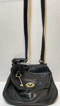 Vintage Fossil ZB5057 Flap OrganizerBlack Shoulder Lamb Leather Handbag 10x9.5&quot; - £24.74 GBP