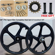 BMX Bicycle 20&quot; PVC Sport Rim Complete (Black) Wheelset-Hub SeT- Freewhe... - $72.15