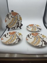 Pottery Barn Graphic Harvest 8.25&quot; Salad Plates Set Of 4 Fall Modern Leaves - $28.71