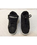 YOUTH HEELYS 2.0 BLACK WHITE LACE UP PADDED BOY&#39;S 6 ROLLER SKATING SHOES... - $17.10