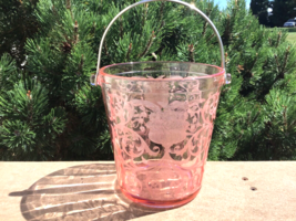 Cambridge Pink Ice Bucket Urn Etched Pattern Signed C in Triangle RARE - $79.48