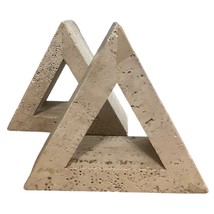 PAIR Triangle Delta Bookends Travertine Stone Style of Fratelli Mannelli... - $483.75