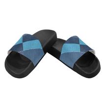 Flip-Flop Sandals, Blue Denim Grid Style Womens Slides - £23.88 GBP
