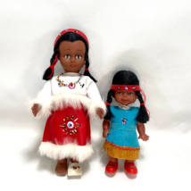 Vintage Indigenous Native American Dolls 11&quot;-8&quot; Plastic Beaded Clothing ... - £12.64 GBP