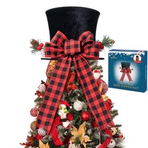 Christmas Tree Topper - Upgrade Large Black Tree Topper Hat With Red Buffalo Pla - £36.17 GBP