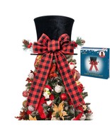Christmas Tree Topper - Upgrade Large Black Tree Topper Hat With Red Buf... - £36.17 GBP