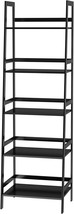 Wtz Bookshelf, Ladder Shelf, 5 Tier Bamboo Bookcase, Modern Open Book, 238 Black - £99.08 GBP