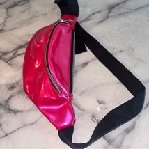 Hot Pink Belt Pack Bag Hip Pack Fanny Shiny Vinyl Leather Adjustable - $10.00