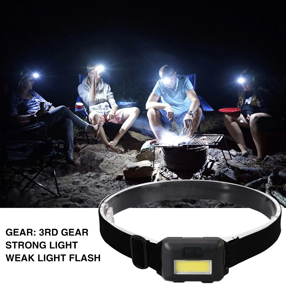 Mini 3W COB LED Headlight 3 Modes Waterproof Headlight Outdoor Camping Night - £9.55 GBP