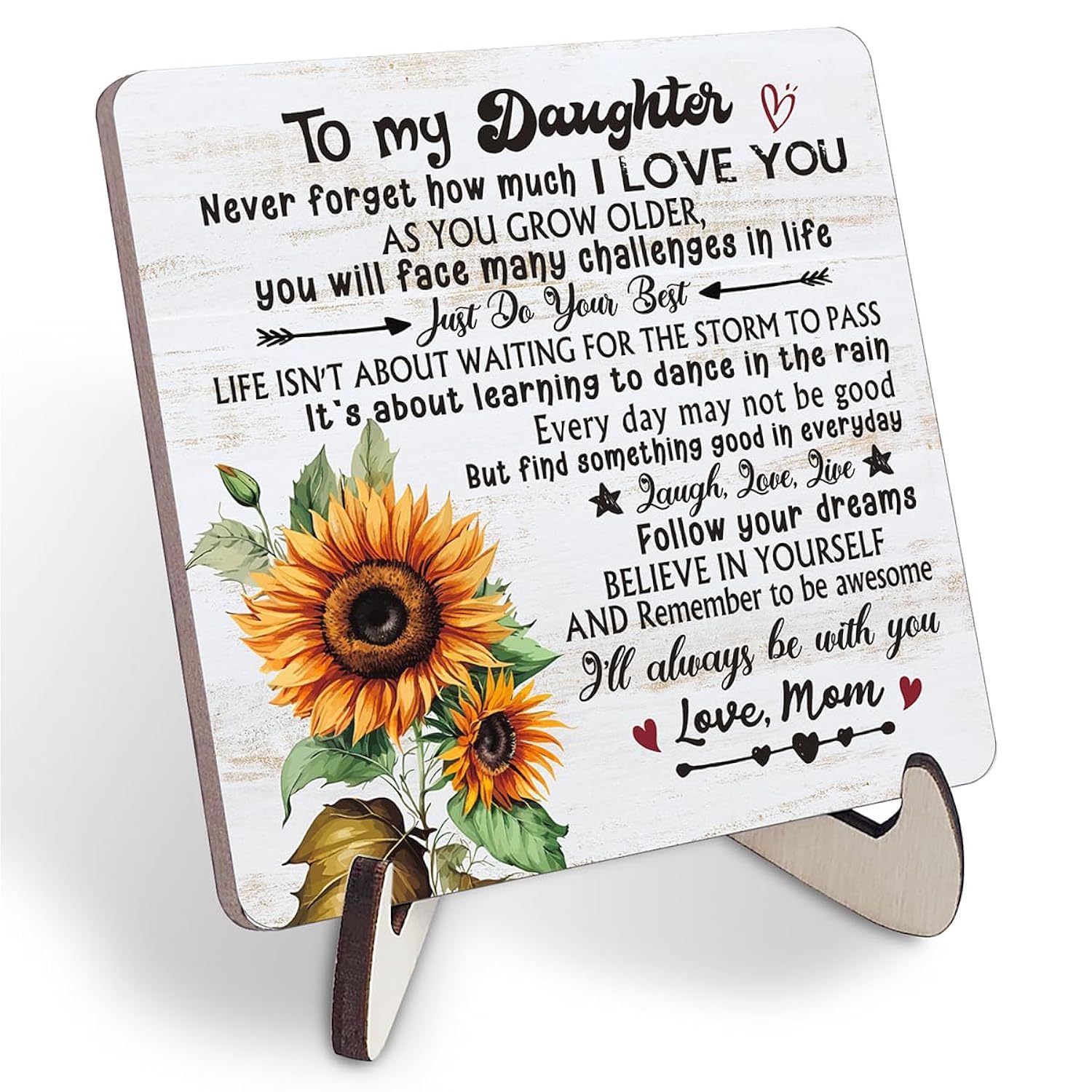 Daughter Gift From Mom, Daughter Gifts, To My From Mom Daughter Desk Decor Woode
