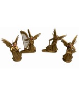4 Vintage Gold Christmas Ornaments Angels Playing Instruments Plastic Ho... - £17.69 GBP