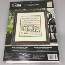 Bucilla Alphabet &amp; Flowers Counted Cross Stitch Kit 43775 Kellogg NEW 8.5 x 9&quot; - $31.85