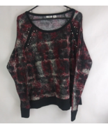 Cato Women&#39;s Red &amp; Black Jeweled Long Sleeve Shirt Size XL - £11.52 GBP