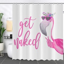 Pink Flamingo Shower Curtain, Funny Hot Pink Flamingos Girl&#39;S Cute Bathroom Curt - $30.99