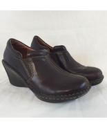 BORN Dark Brown Leather Wedge Mules Comfort Shoe Women&#39;s Size 7 EUC - £14.70 GBP