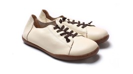 Women Shoes Flat 100% Authentic Leather Plain toe Lace up Ladies Shoes Flats Wom - £68.00 GBP