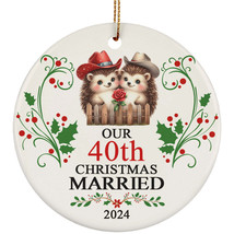 Our 40th Years Christmas Married Ornament Gift 40 Anniversary &amp; Hedgehog Couple - £11.90 GBP