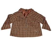 Lapis Blazer Women Large Brown Circle Print Cropped Suit Office Corporat... - $24.99