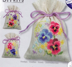 DIY Vervaco Violets Pansies Flowers Potpourri Gift Bag Cross Stitch Kit ... - £19.89 GBP