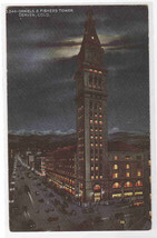 Daniels &amp; Fishers Tower at Night Denver Colorado 1910s postcard - £4.70 GBP