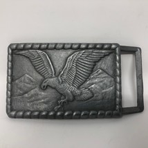 VTG American Bald Eagle Flying Over Mountain Range Gray Rectangular Belt Buckle - $34.64