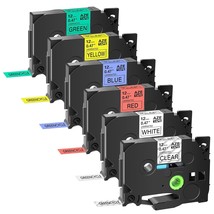 GREENCYCLE 6-Pack 12mm 0.47 Inch Multi Color Label Tapes Compatible for ... - $33.99